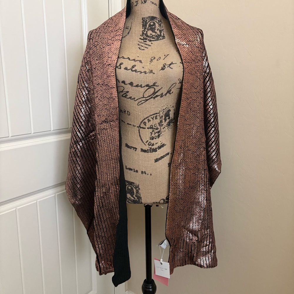 Skinnydip London Alexis Black & Copper Painted Metallic Knit Scarf Shawl